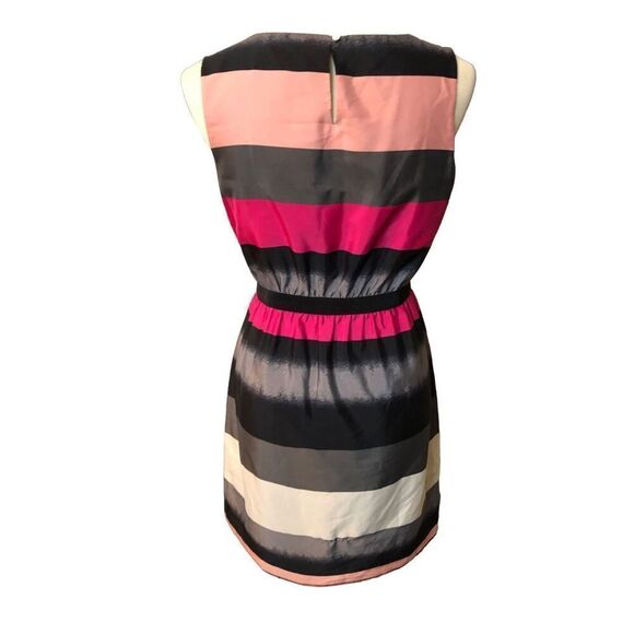 Spring Summer Loft Ann Taylor striped gray, pink black a line fit and flare slee - Picture 7 of 12